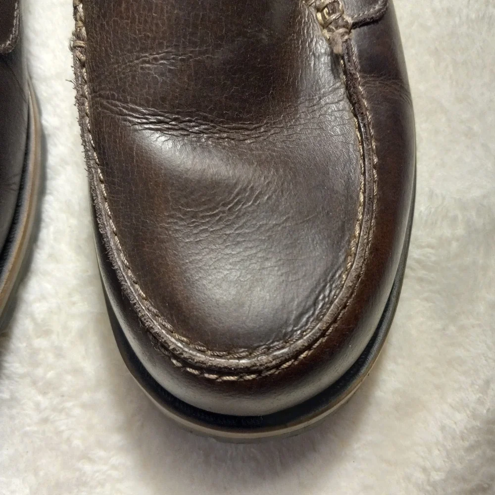 BASS & CO US 9.5 BOAT SHOES BROWN LEATHER SLIP ON CASUAL LOAFERS 2195-200